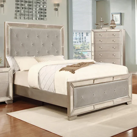 King Size Panel Bed with Tufted Upholstery